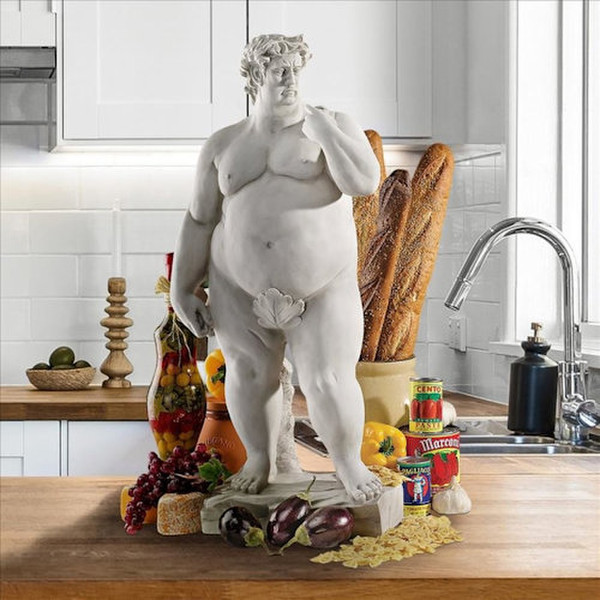 Inspired Super-Sized David Garden Sculpture Fat statue of Michelangelo's famous